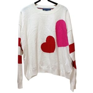 Tommy Hilfiger Cropped Sweater Womens L Heart Coquette Valentine Love Preppy Y2K